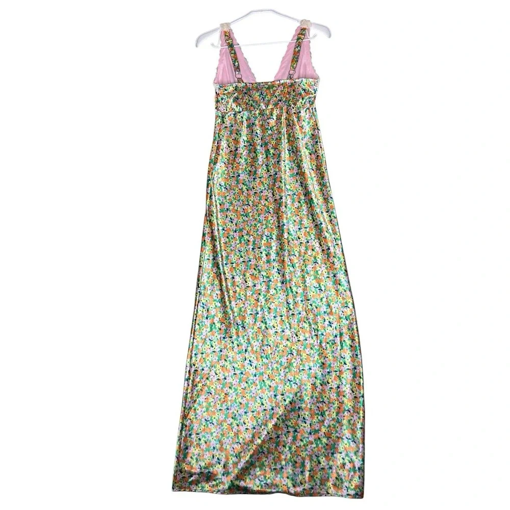 Wild Fable Viral Maxi Slip Dress S Ditsy Floral Bow Lingerie 90s Y2K Lace Party - Picture 5 of 10